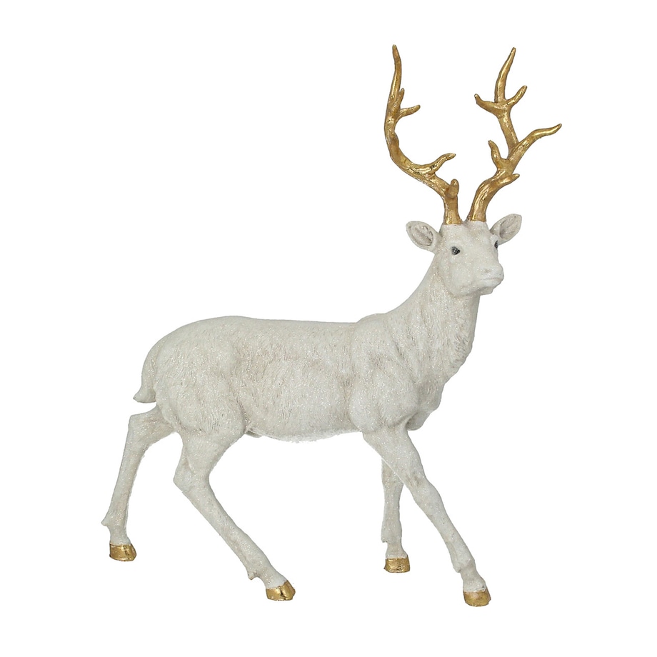 Figurka Deer White 40x12x45 cm gold boże narodzenie, święta, świąteczne, biały, 40x12x45 cm