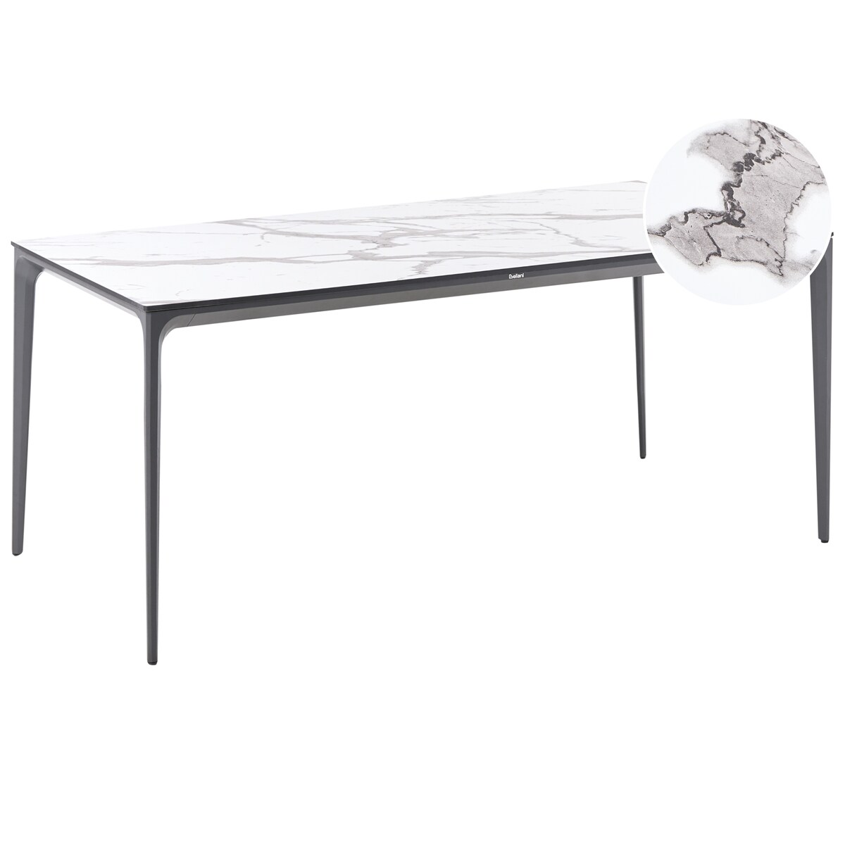 Stół ogrodowy SOVARETO 180 cm 90 cm Efekt marmuru Biały marmur
