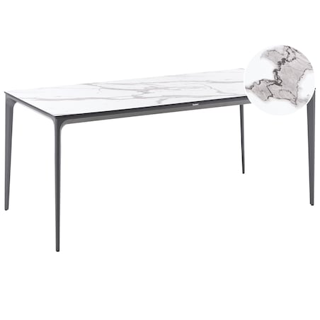 Stół ogrodowy SOVARETO 180 cm 90 cm Efekt marmuru Biały marmur