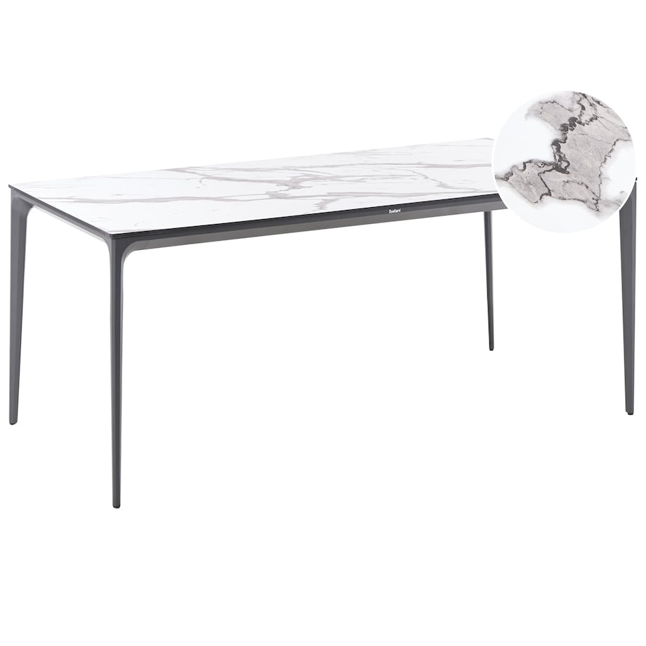 Stół ogrodowy SOVARETO 180 cm 90 cm Efekt marmuru Biały marmur