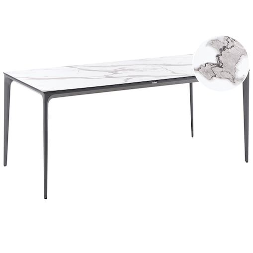 Stół ogrodowy SOVARETO 180 cm 90 cm Efekt marmuru Biały marmur