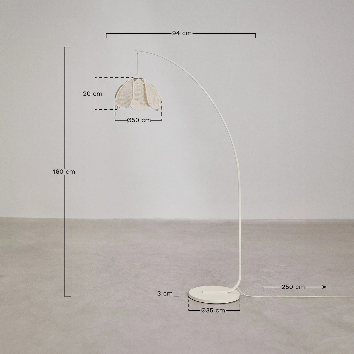 Lampa podłogowa kremowa, Vidson, 160 cm