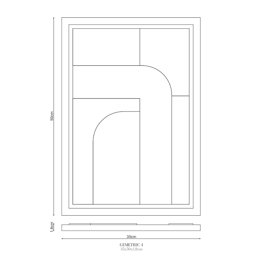 Obraz 3D 35x50cm Geometric IV – Dekoracja Ścienna z Tynku Naturalnego, Bianco Minimalistyczny Relief