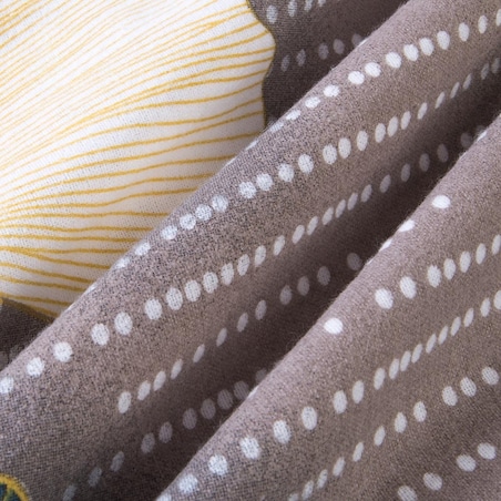 Pościel flanelowa 180x200 Solenne Dark szara, liście miłorzębu, Flanelove