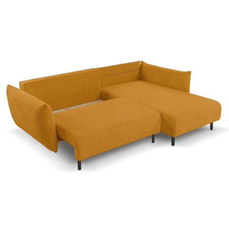 Narożnik DELI z funkcją spania na nóżkach, prawostronny, pomarańczowy