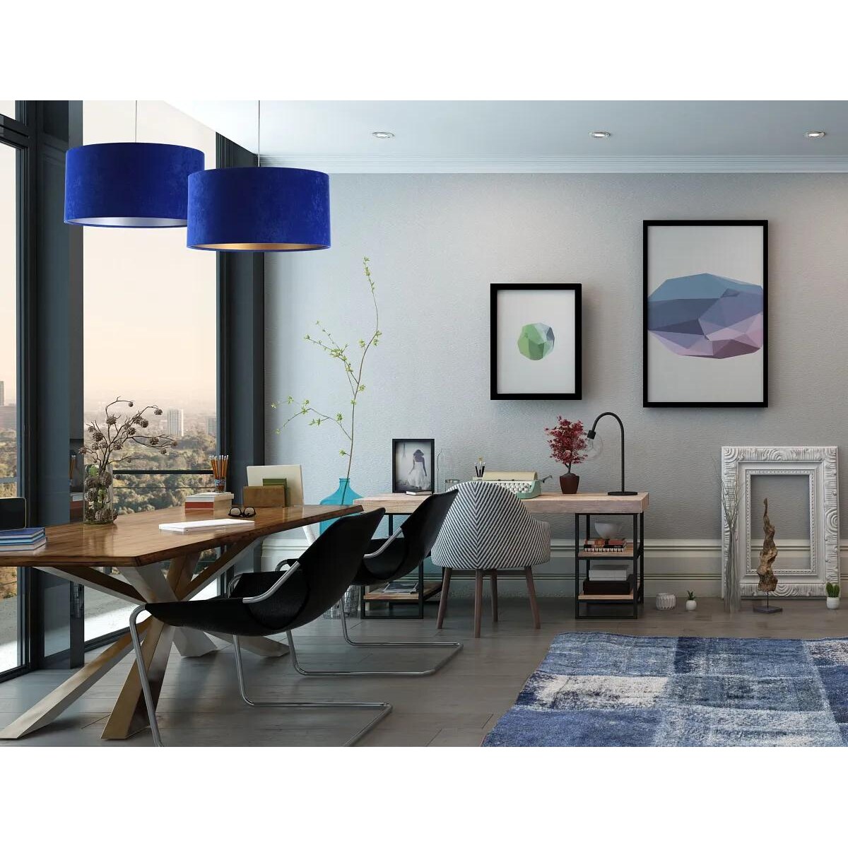 Lampa wisząca HOME 50 niebieska/srebrna