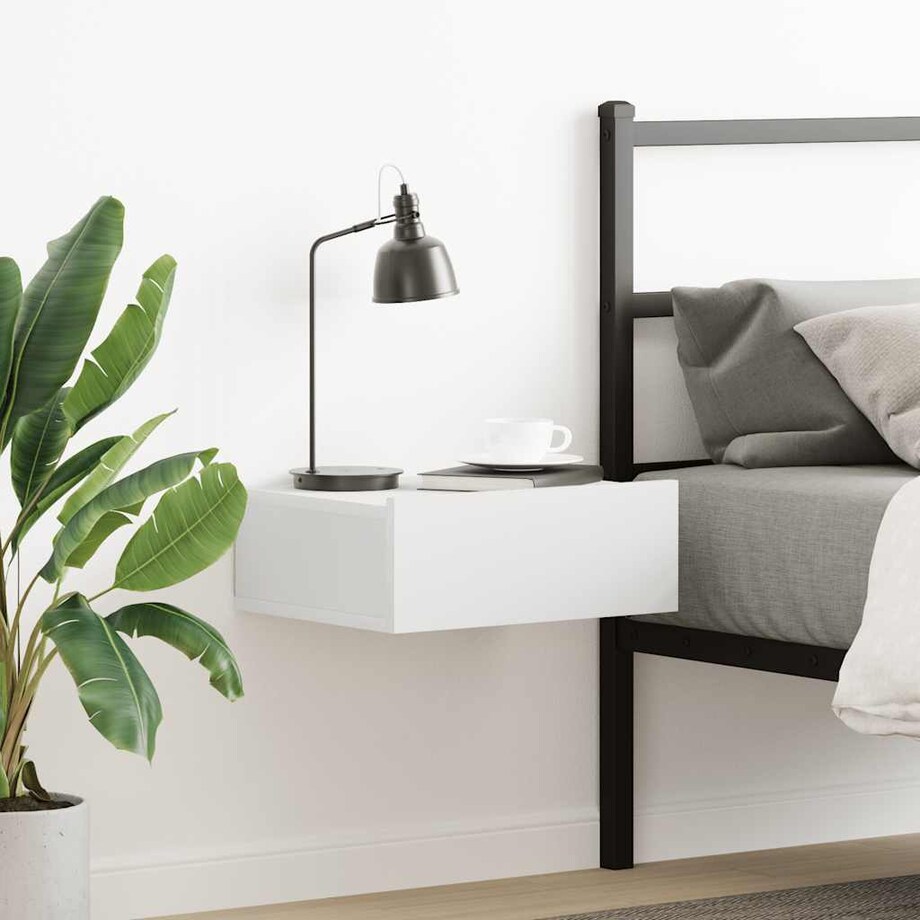 vidaXL Wisząca szafka nocna, biała 40x30x15 cm materiał drewnopochodny