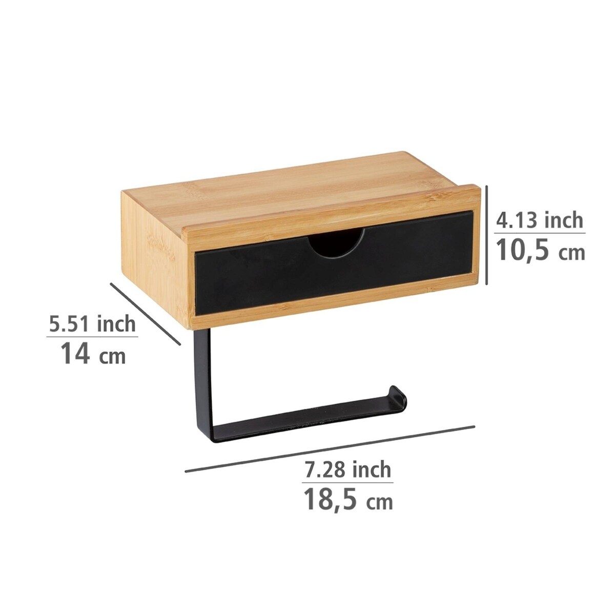 Uchwyt na papier toaletowy BAMBUSA z bambusową szufladą, WENKO