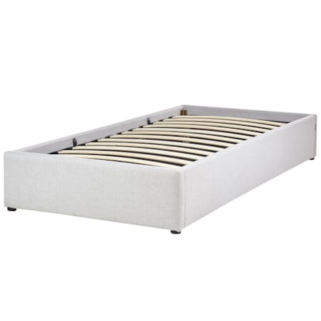 Łóżko z pojemnikiem tapicerowane 90 x 200 cm jasnoszare DINAN