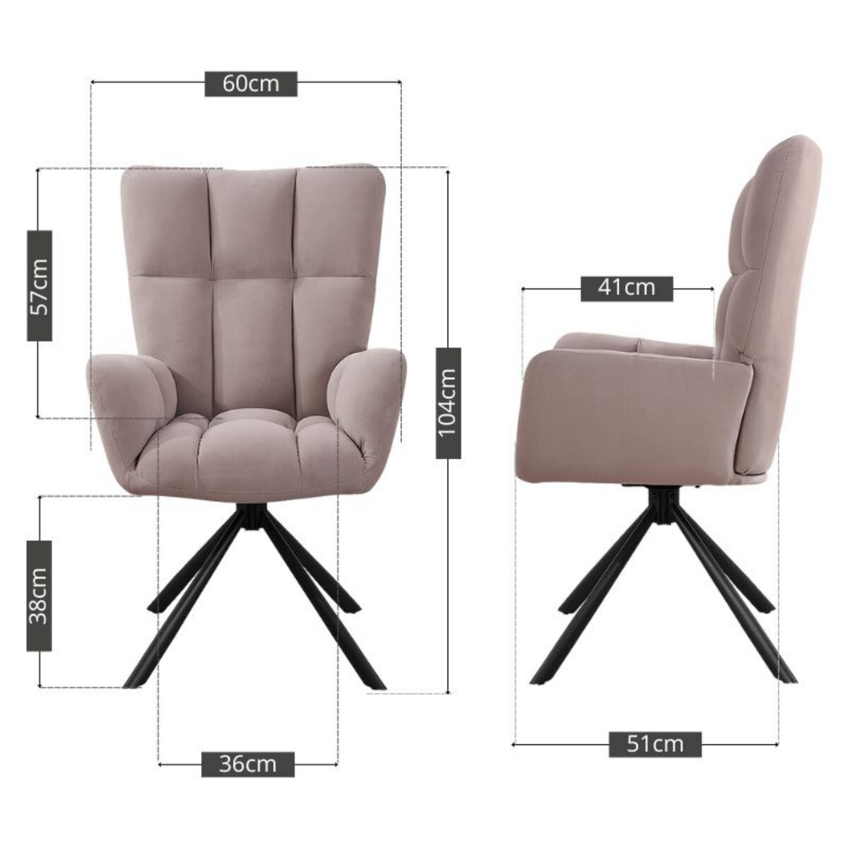 Krzesło tapicerowane obrotowe 180 do salonu jadalni nowoczesne welurowe szaro-beżowe