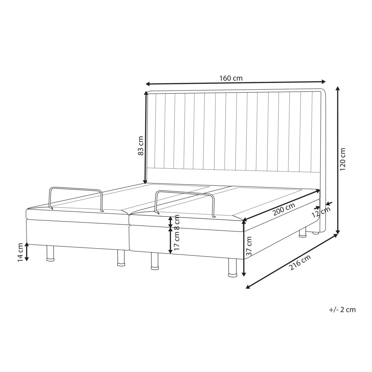 Łóżko regulowane DUKE II 160 x 200 cm Beżowy