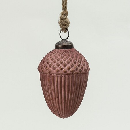 Bombka szklana Acorn Burgundy 7x10 cm boże narodzenie, święta, świąteczne, bordowy -brązowy, 7x7x10 cm