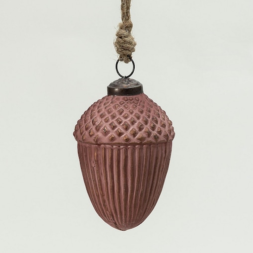 Bombka szklana Acorn Burgundy 7x10 cm boże narodzenie, święta, świąteczne, bordowy -brązowy, 7x7x10 cm