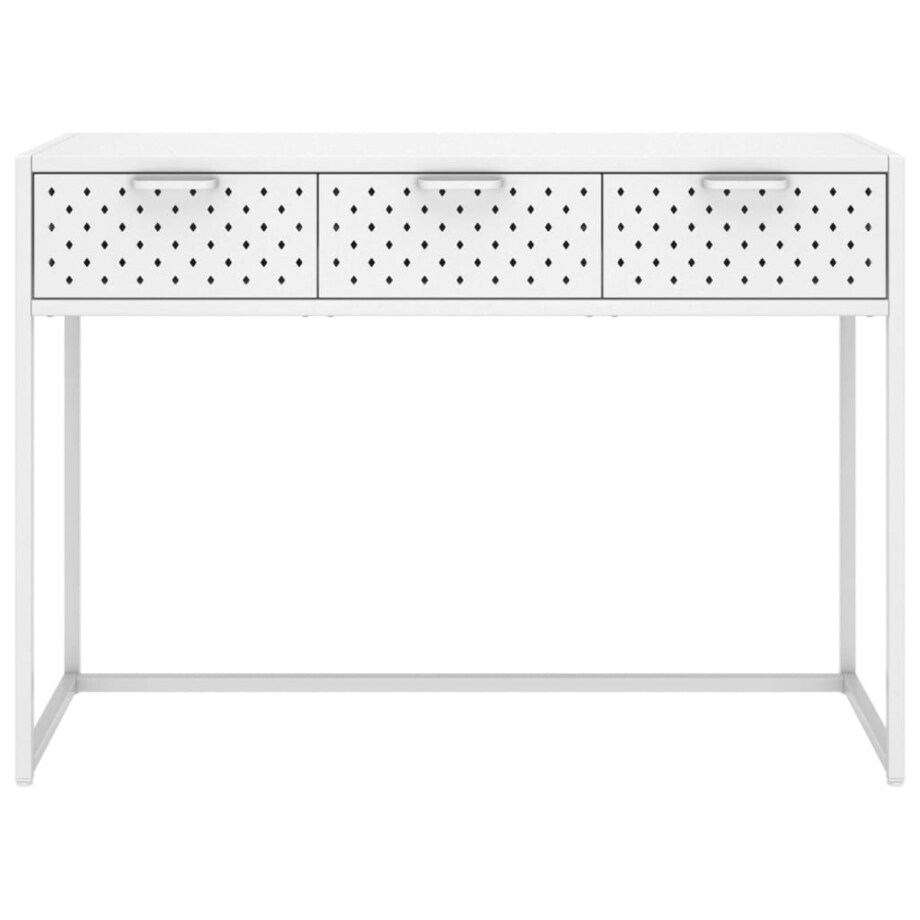 vidaXL Stolik konsolowy, biały, 106x35x75 cm, stalowy