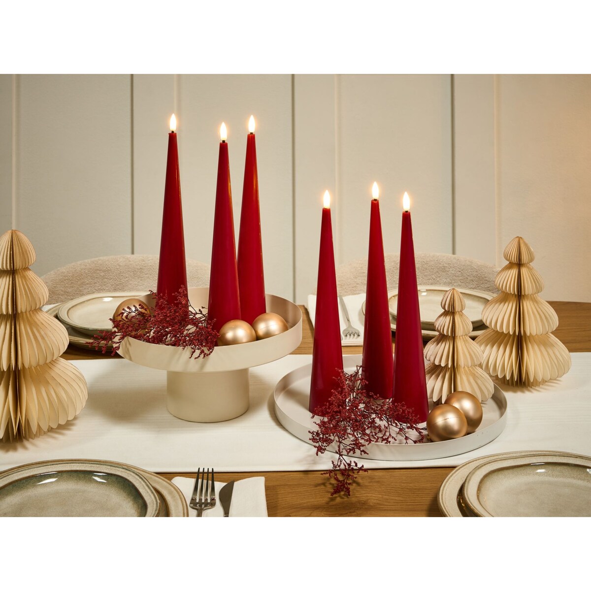 Zestaw 6 świec LED AURUM 28 cm Czerwony