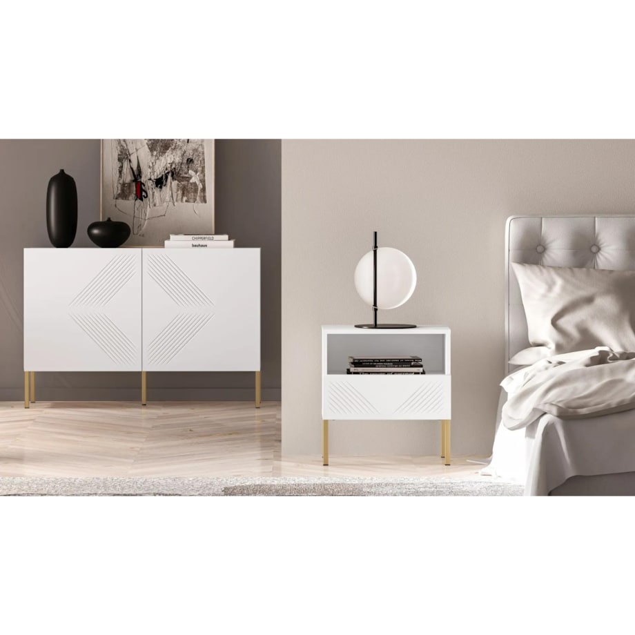 Szafka nocna KLARA biały mat