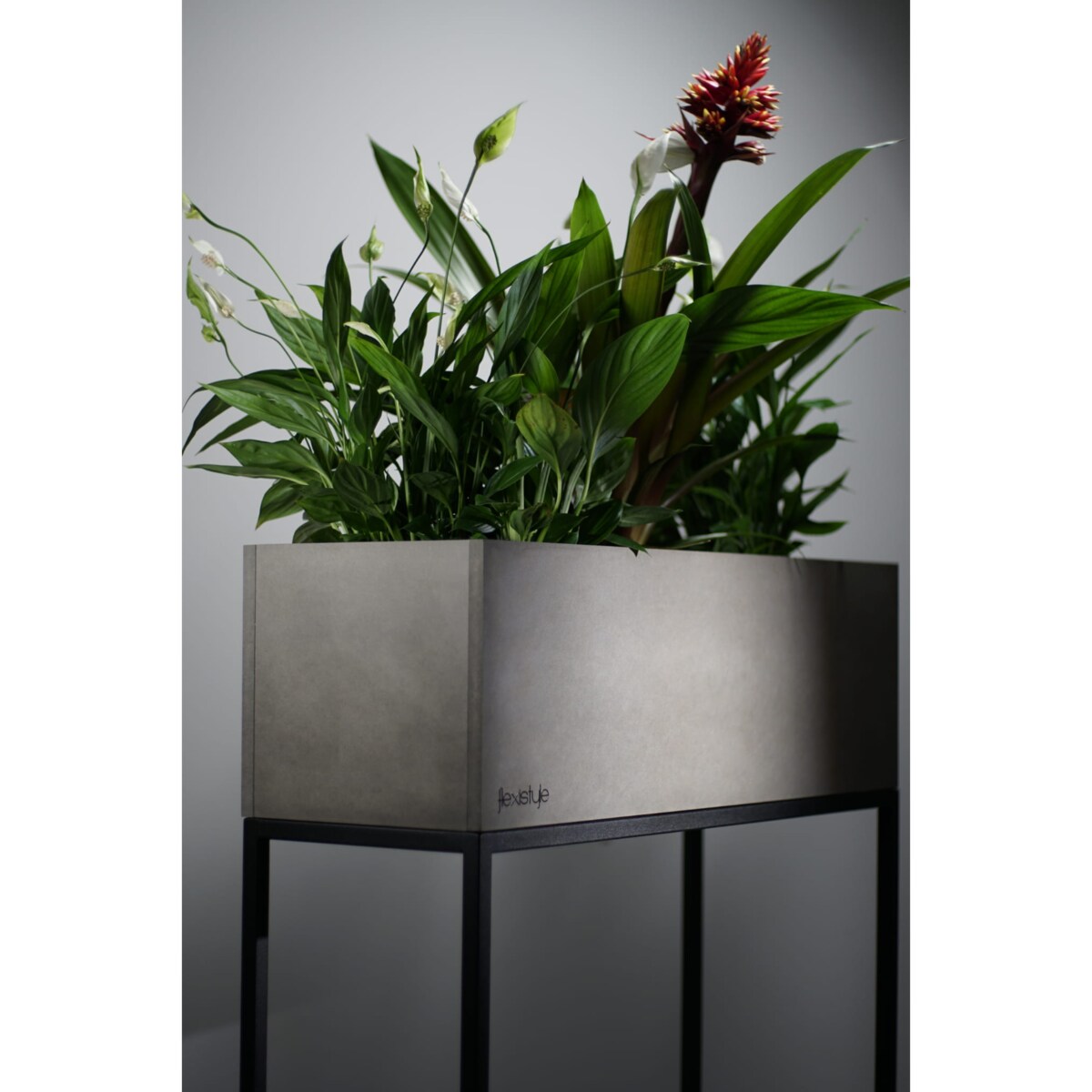 Kwietnik loftowy FIORINO szary 62x22x80 cm