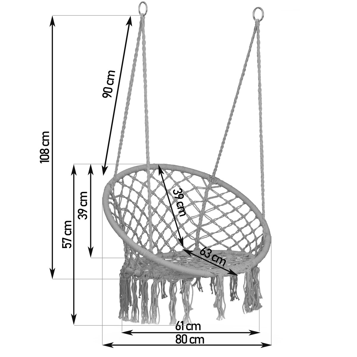 Huśtawka ogrodowa fotel bocianie gniazdo Sofotel Boho szary