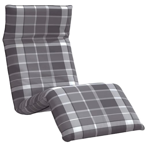 vidaXL Leżak składany Szary wzór w kratkę 175x54x8,5 cm Tkanina Oxford
