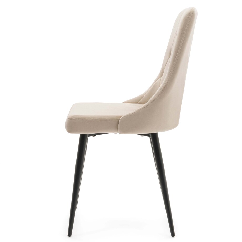 Krzesło tapicerowane welurowe do salonu jadalni CAREN beżowe