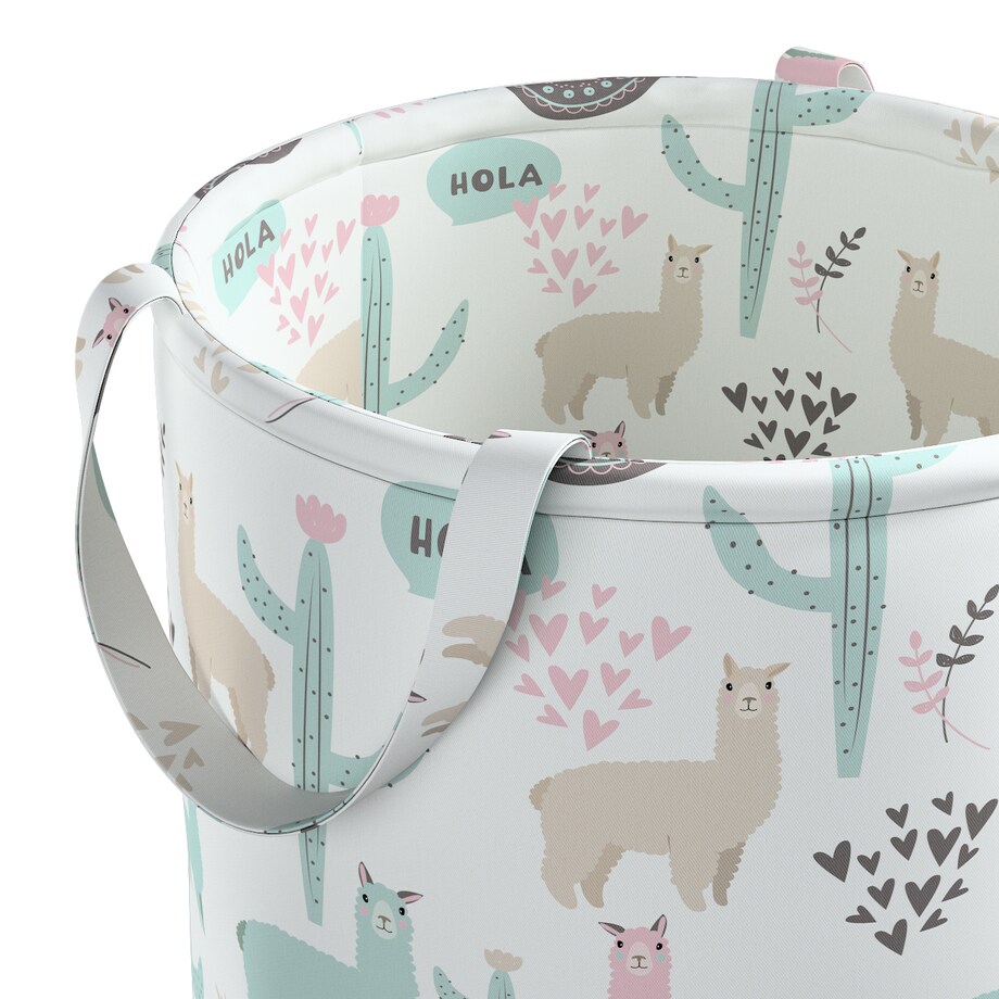 Kosz na zabawki Tobi, pastelowe lamy na jasnoszarym tle, 40x60cm, Magic Collection