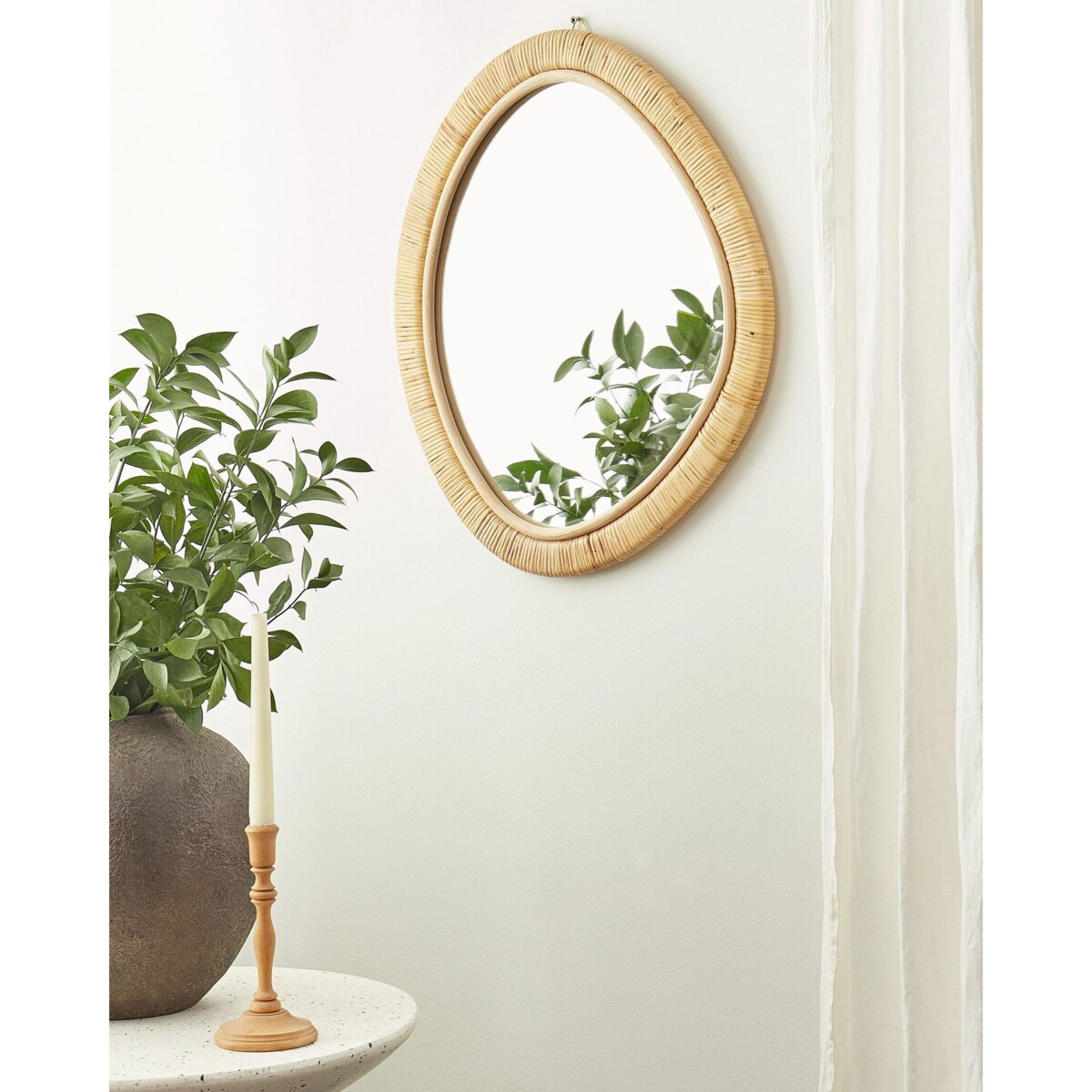 Lustro ścienne rattanowe 50 x 60 cm jasne ZAATARI