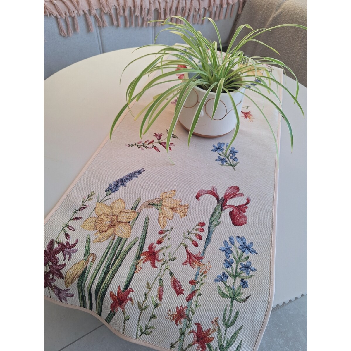 Bieżnik Na Stół 40X100 Cm Dekoracyjny Ozdobny Wiosenne Kwiaty