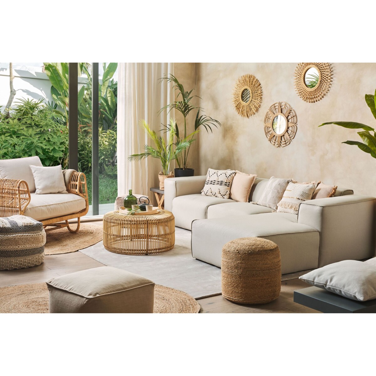 Stolik kawowy rattanowy naturalny LIMNI