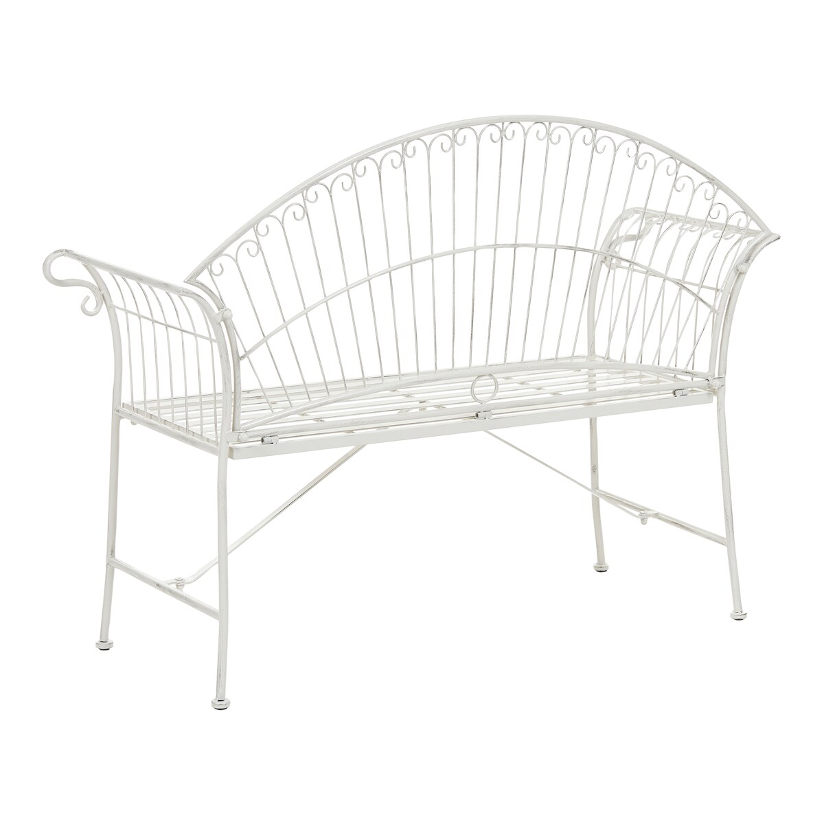 Ławka ogrodowa GUALEA 130 cm Metal Złamana biel