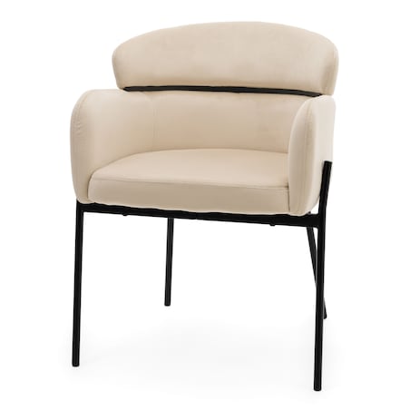 Krzesło tapicerowane welurowe do salonu BOLZANO beżowe