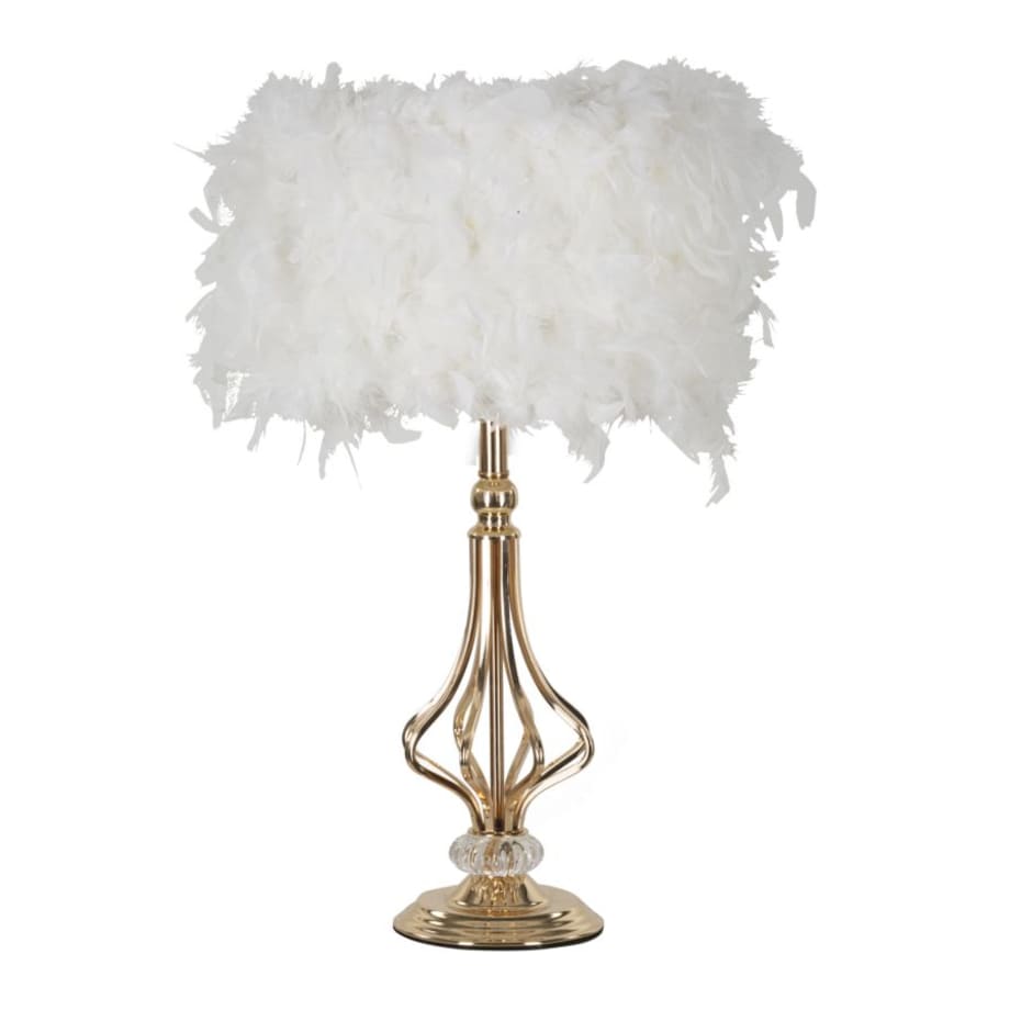 Lampa stołowa Tarty, kolor złoty i biały, żelazo i tworzywo sztuczne, 25 x 25 x 54 cm, 1 x E27, max. 40 W, do salonu i sypialni, Mauro Ferretti
