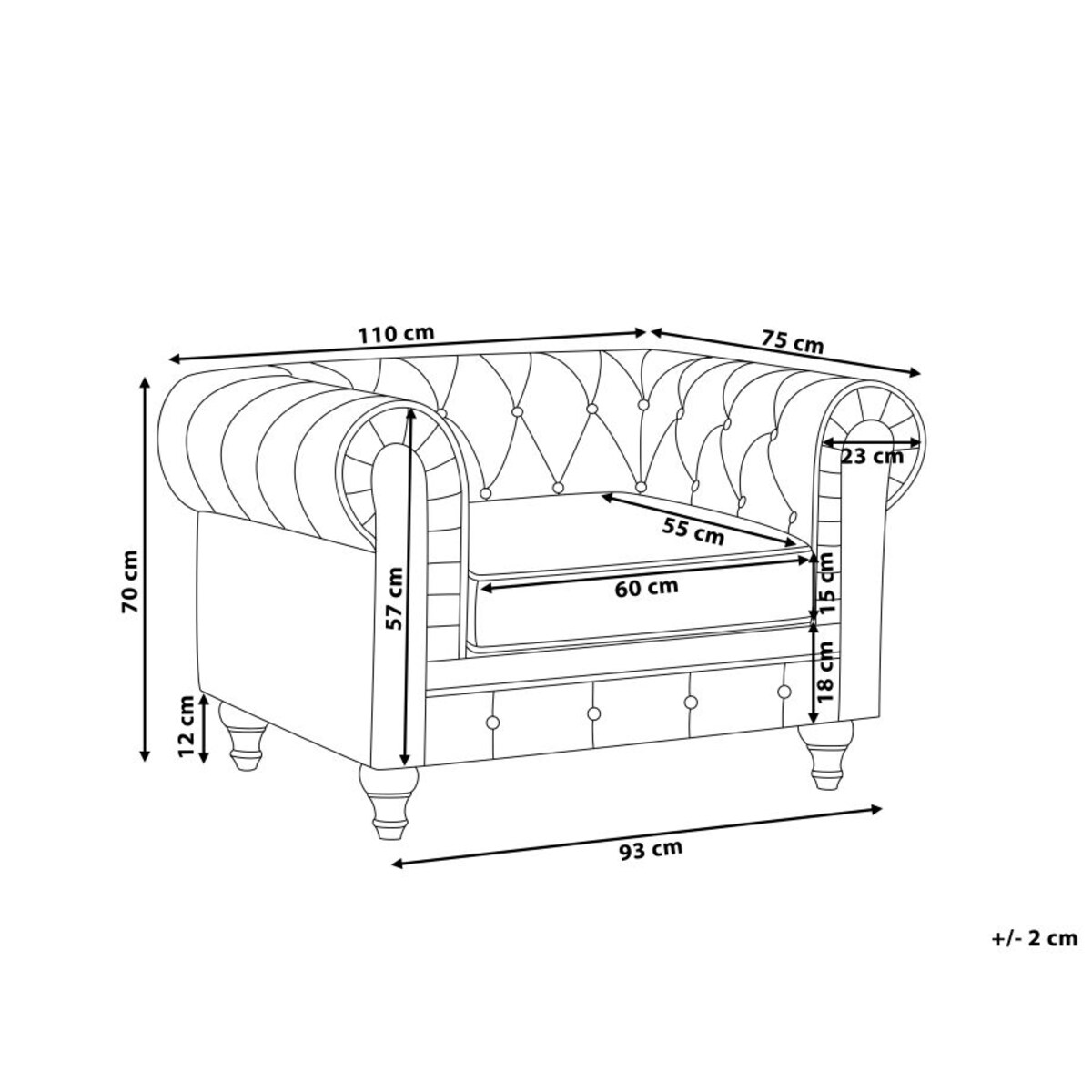 Fotel grafitowy CHESTERFIELD