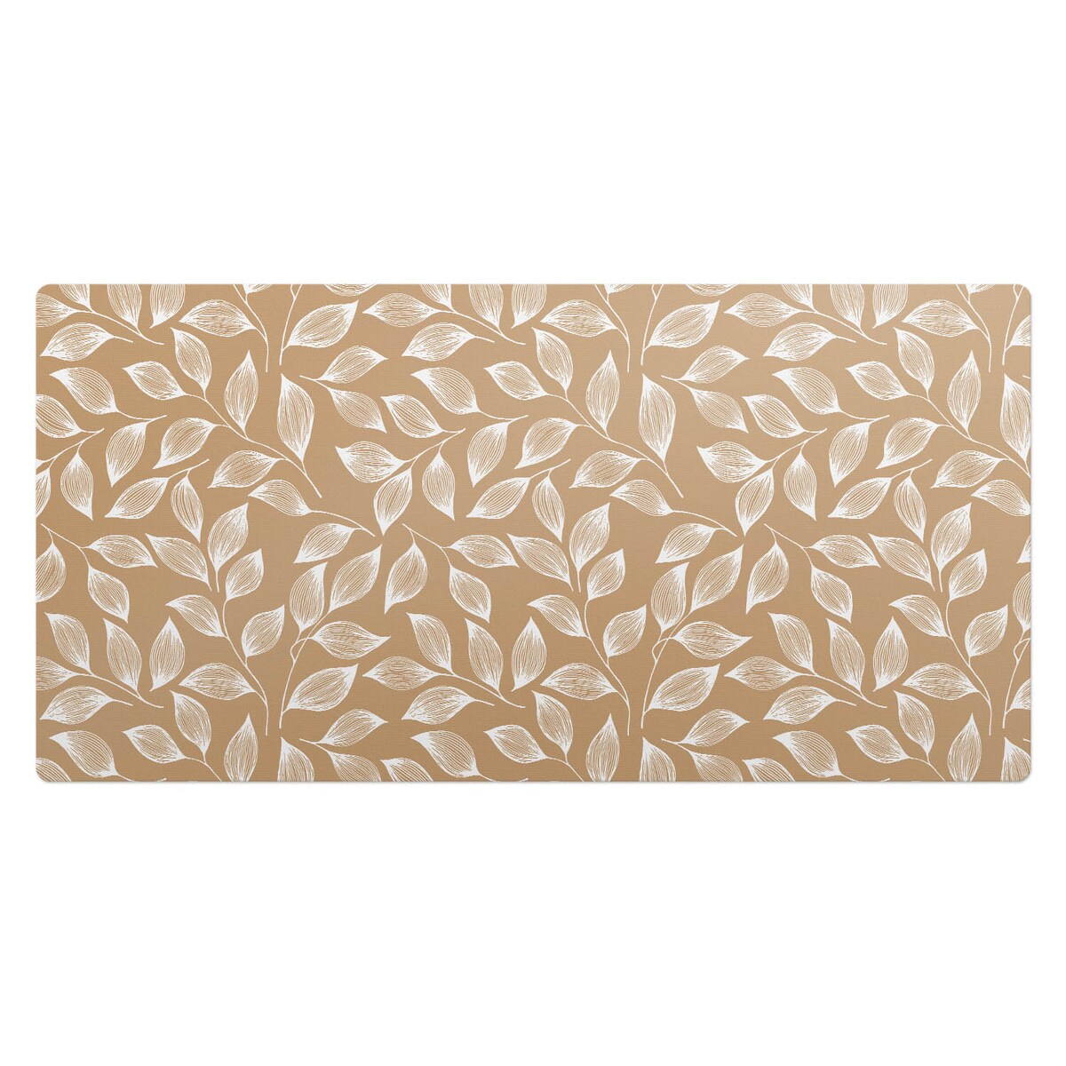 Beżowa mata na biurko Liście na gałązkach, 90x45 cm