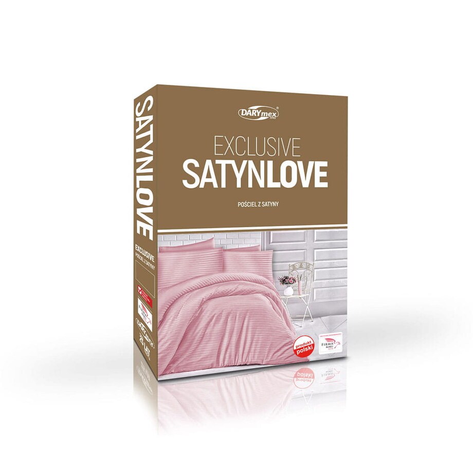 Pościel satyna bawełniana 180x200 Exclusive Cizgili kolor jasny róż