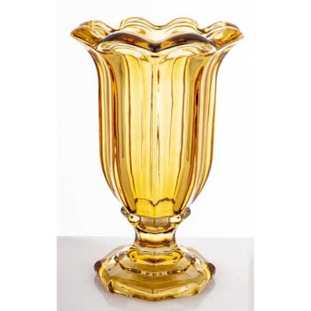 Wazon szklany 32x20x20 cm TAZZA-2 na nóżce bursztynowy