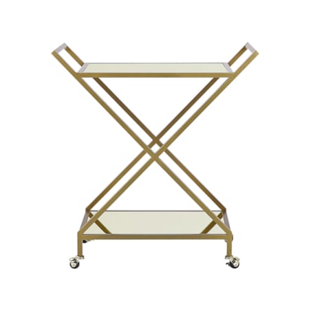 Metalowy wózek kuchenny 2-poziomowy z lustrzanym blatem złoty IVERA