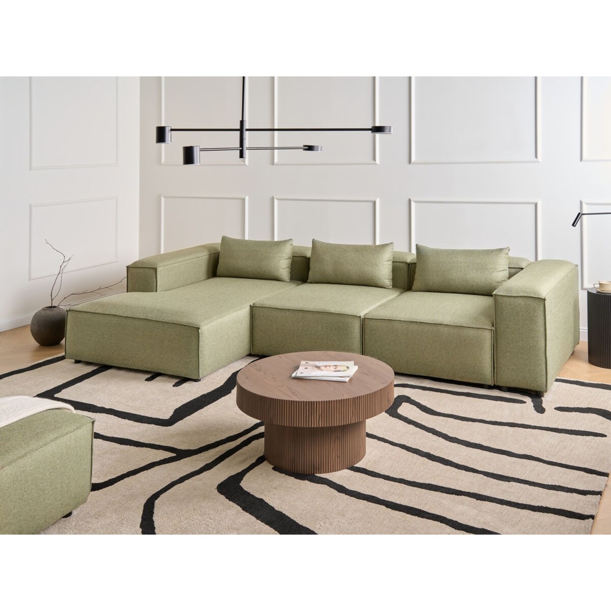 Narożnik modułowy dla 4 osób BRANDE Jasnozielony Prawostronny