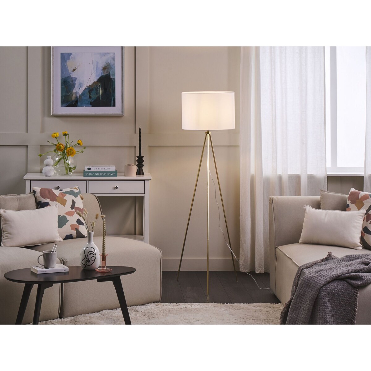 Lampa podłogowa biało-złota VISTULA