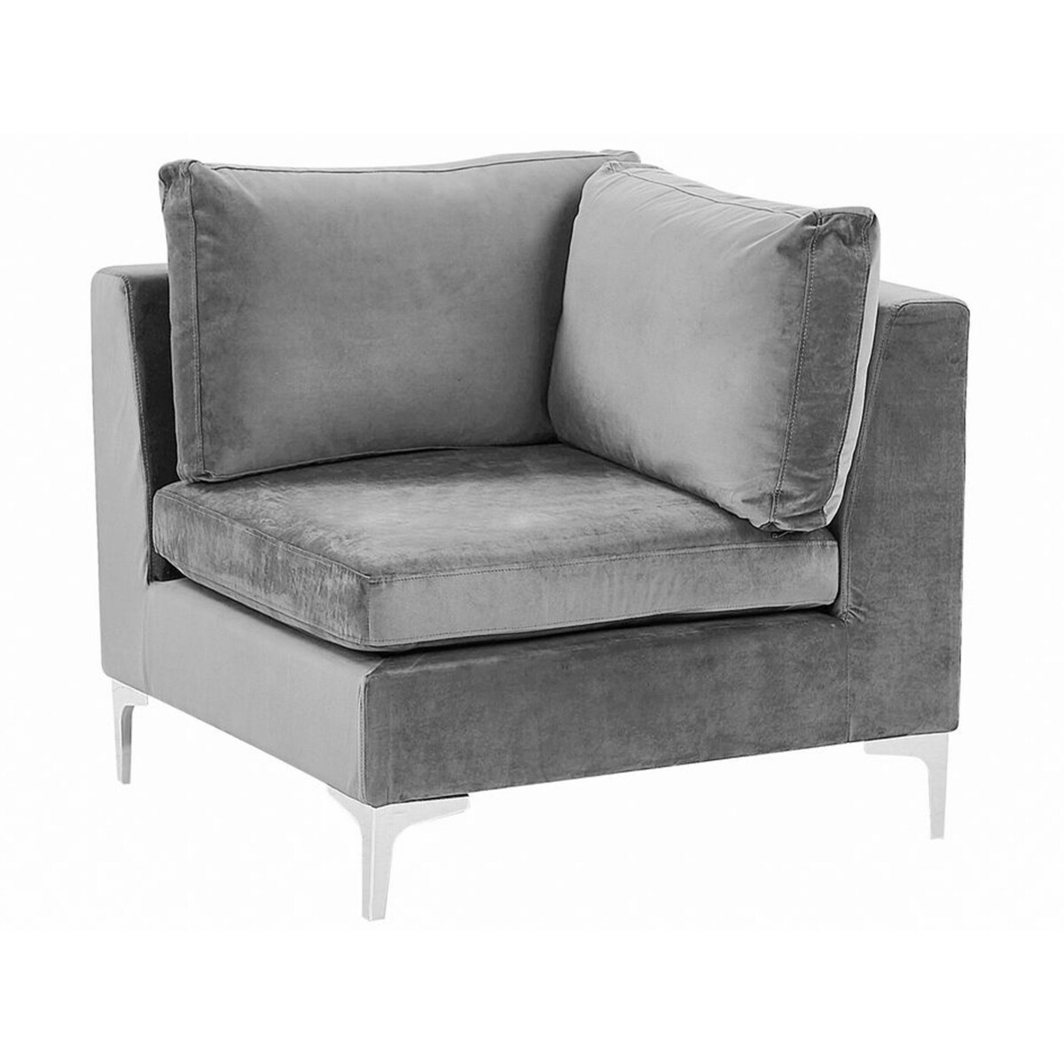 Sofa modułowa 3-osobowa z otomaną welurowa szara EVJA