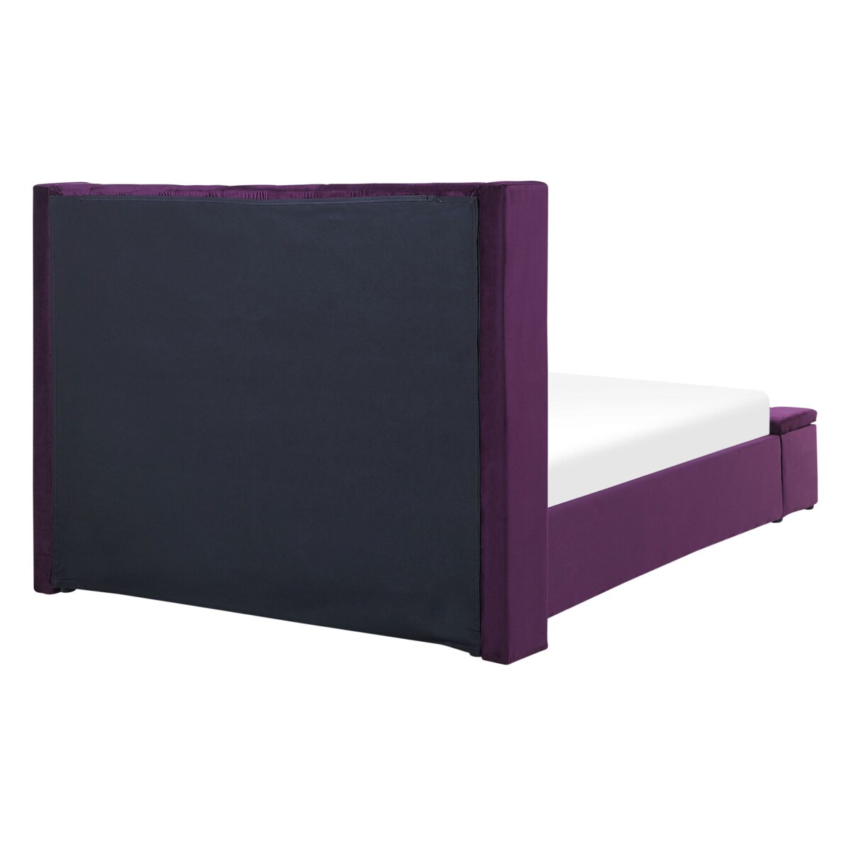 Łóżko welurowe z ławką 140 x 200 cm fioletowe NOYERS