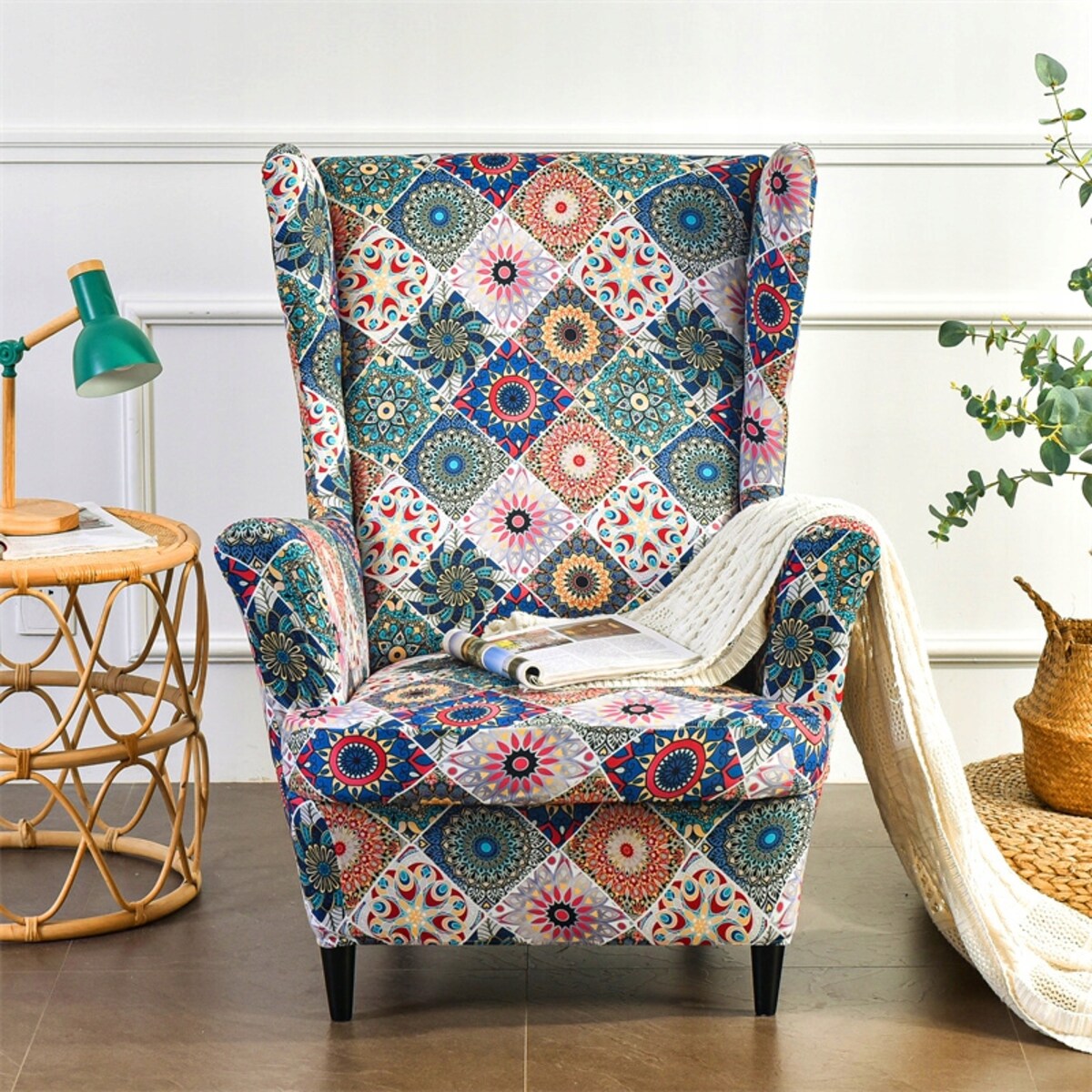 POKROWIEC NA FOTEL USZAK MANDALA WZORY ELASTYCZNY [22EW16]