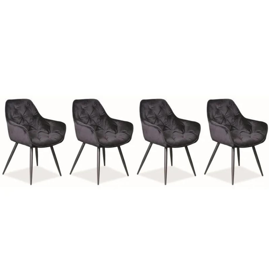 Zestaw krzeseł CHERRY VELVET 4 szt czarne