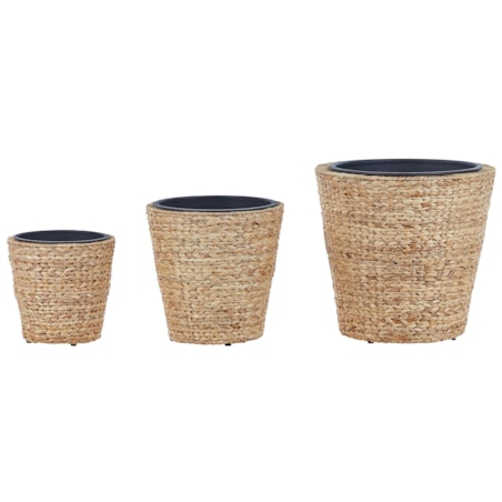 Zestaw 3 doniczek z hiacyntu wodnego naturalny PLAKA