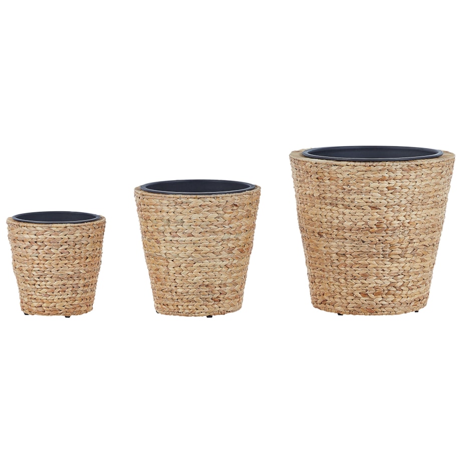 Zestaw 3 doniczek z hiacyntu wodnego naturalny PLAKA