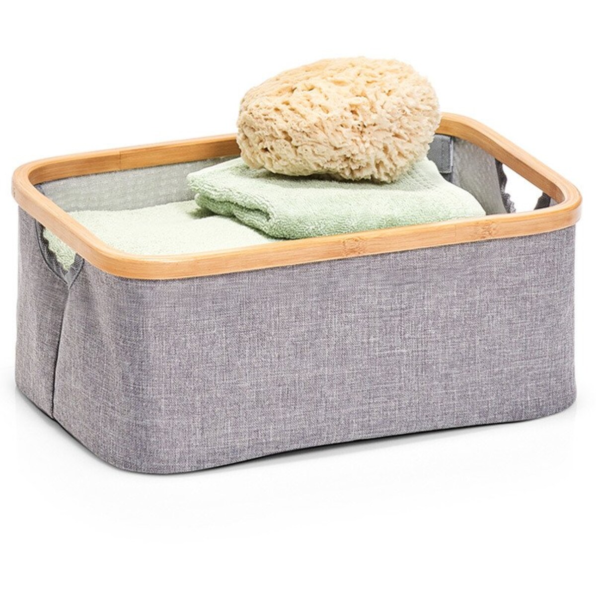 Kosz z płótna i bambusa, pudełko do przechowywania przedmiotów, pojemnik z tkanin.