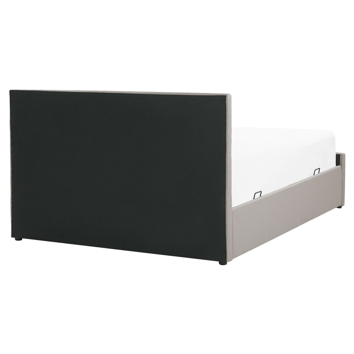 Łóżko z pojemnikiem ekoskóra 160 x 200 cm beżowoszare ROCHEFORT