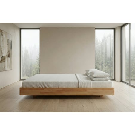 Łóżko lewitujące drewniane bukowe Visby LENA FLAT bez szafek / 180x200 cm, kolor naturalny