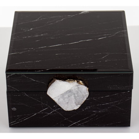 Szkatułka szklana czarna z agatem 8,5x17x15,5 cm AGATTINA
