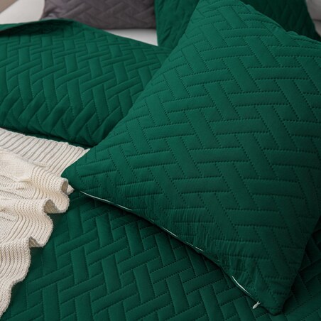 Butelkowa Zieleń Narzuta Pikowana na Łóżko 140 x 200 Dash