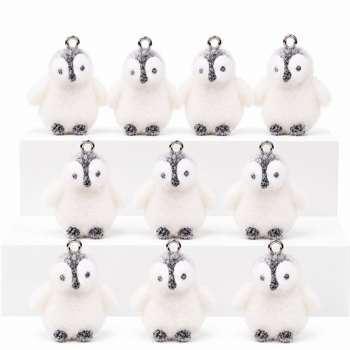 Zestaw 10 dekoracji SHP PENGUIN pingwiny zawieszki czarno białe